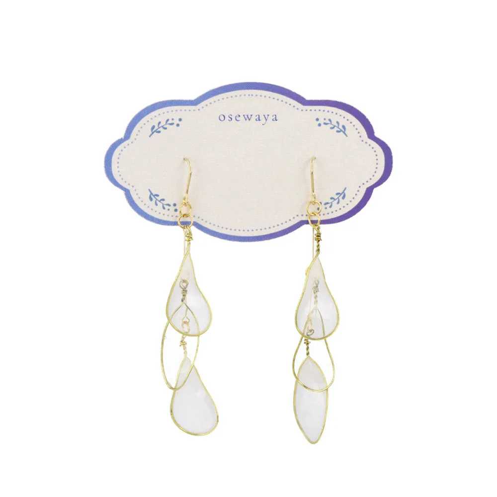 Clear Petal Triple Drop Earrings