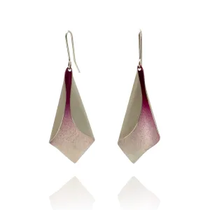 Curved Silver and Pink Earrings