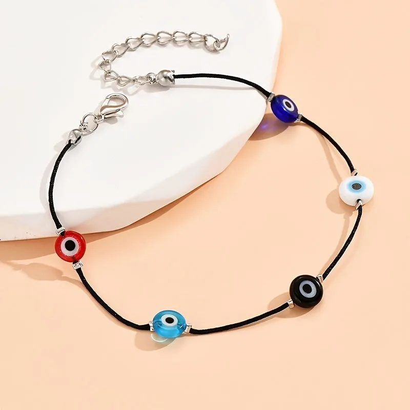 Dainty Devils Eye Anklet Adjustable Foot Jewelry for Women