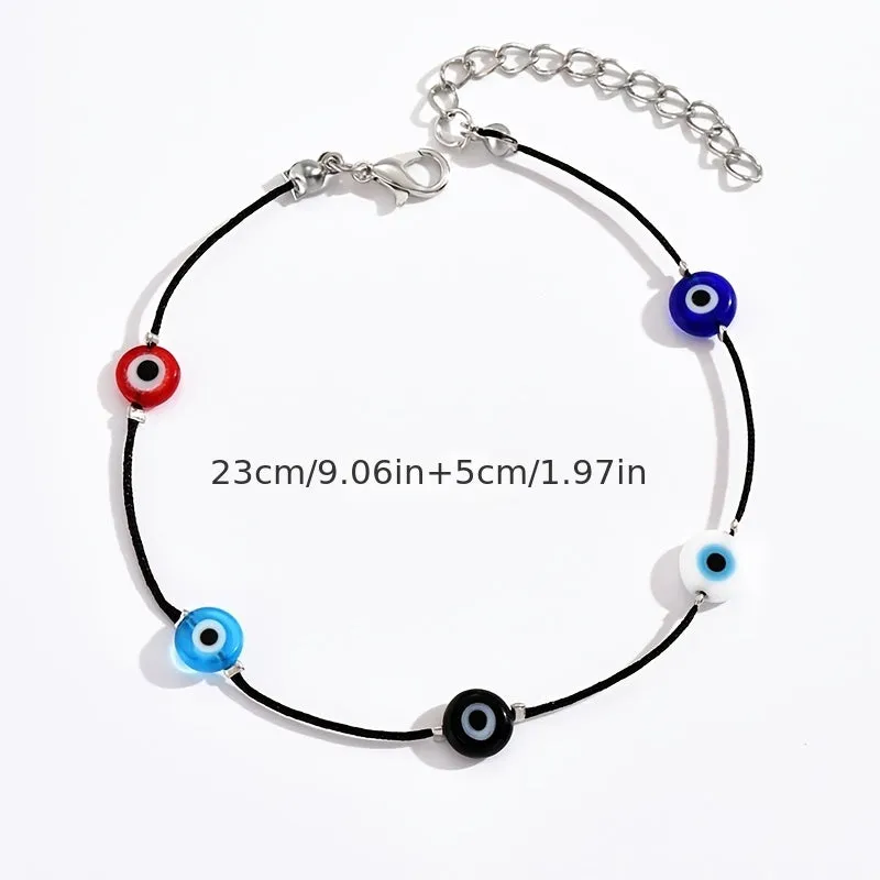 Dainty Devils Eye Anklet Adjustable Foot Jewelry for Women