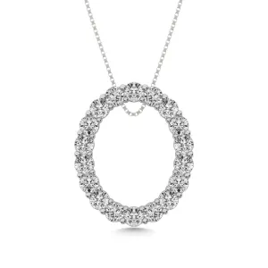 Diamond 1 1/2 ct tw Oval Shape Pendant in 14K White Gold