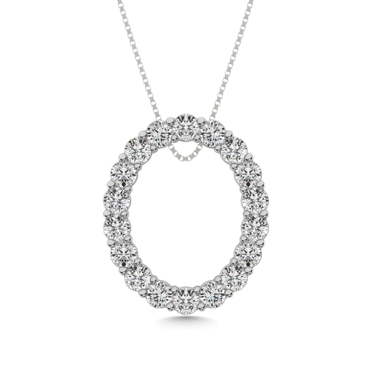 Diamond 1 1/2 ct tw Oval Shape Pendant in 14K White Gold