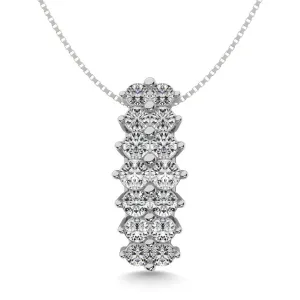 Diamond 1 1/2 ct tw Round Cut Pyramid Pendant in 14K White Gold