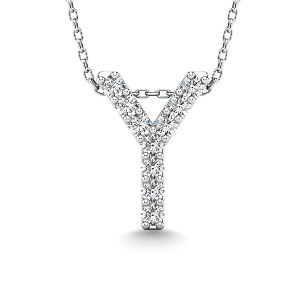 Diamond 1/10 Ct.Tw. Letter Y Pendant in 14K White Gold"