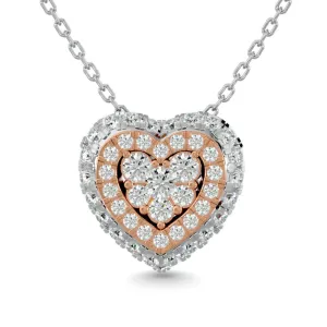 Diamond 1/2 Ct.Tw. Cluster Heart Pendant in 14K Two Tone Gold