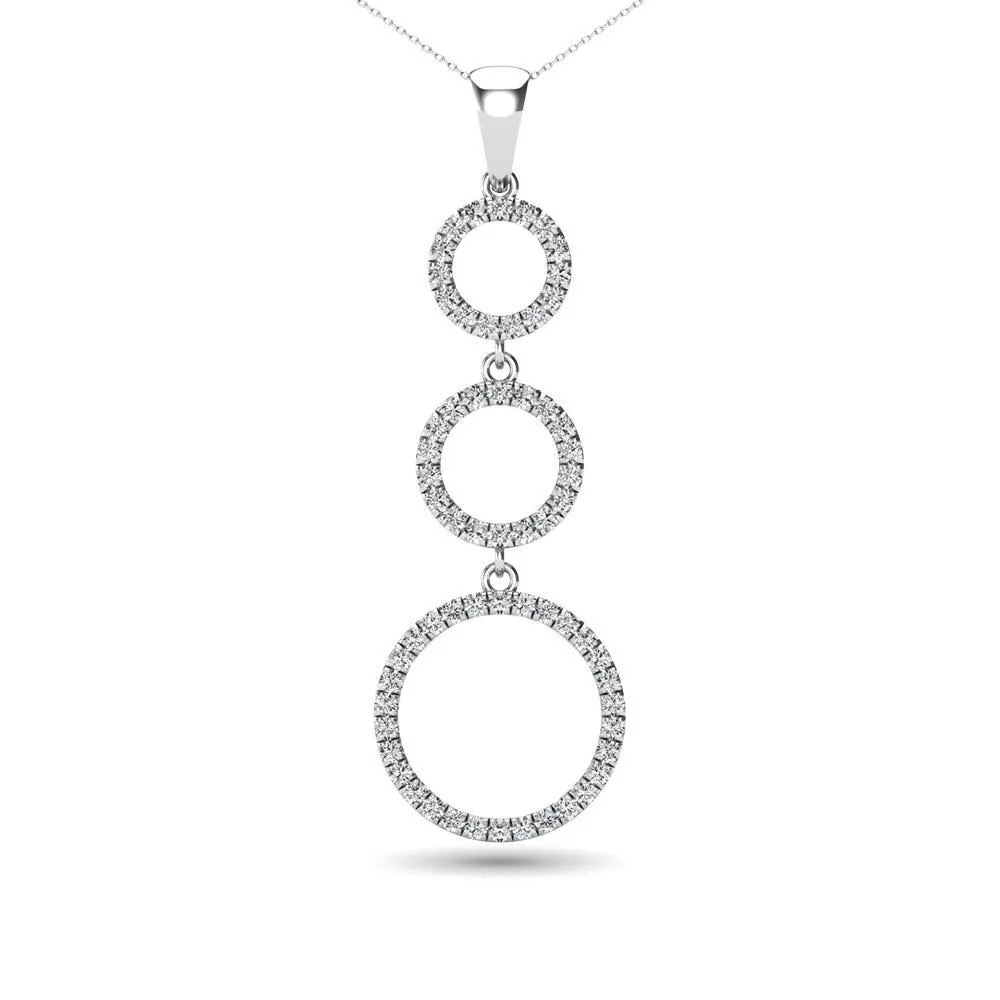 Diamond 1/4 Ct.Tw. Open Circles Pendant in 14K White Gold