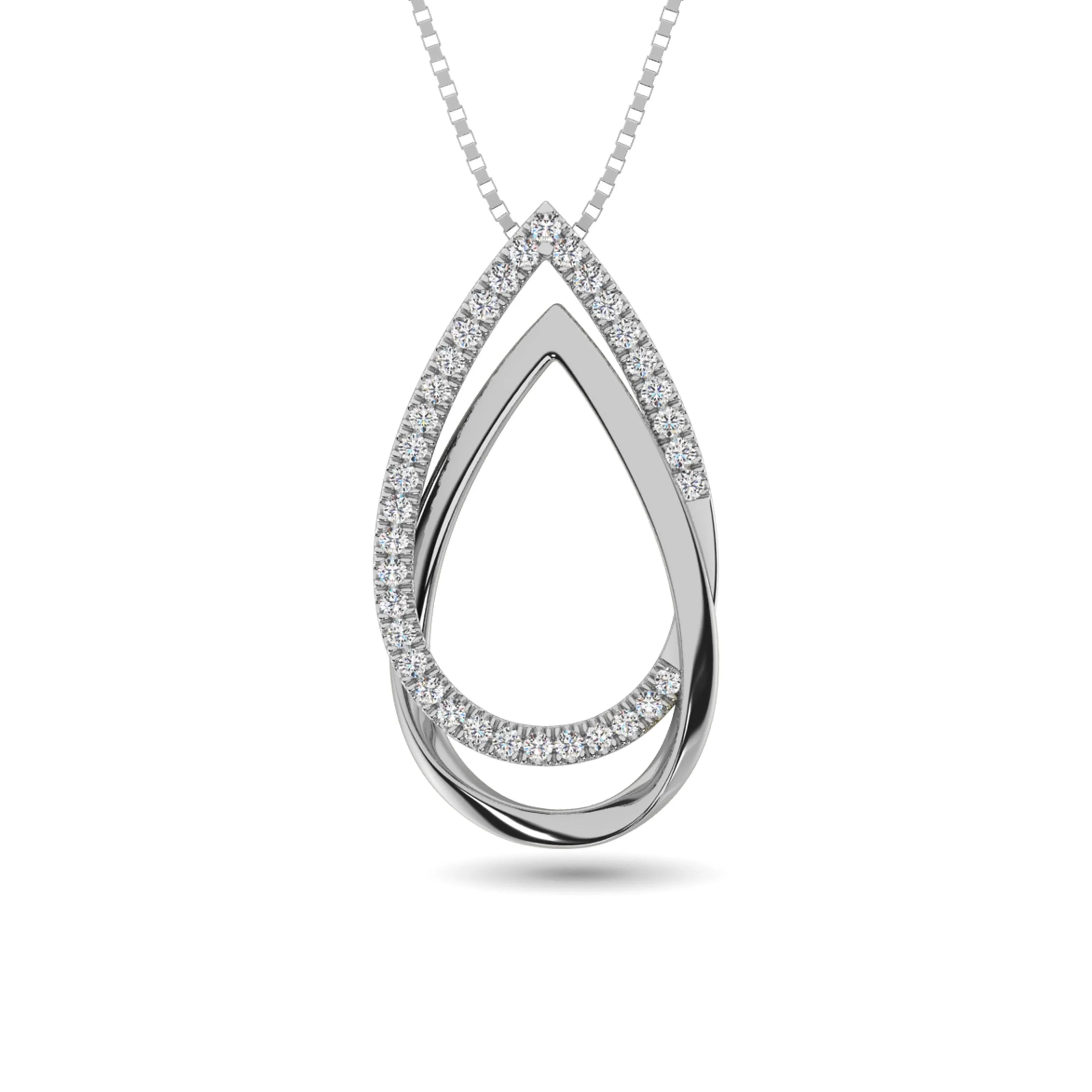 Diamond 1/6 ct tw Tear Shape Pendant in 14K White Gold