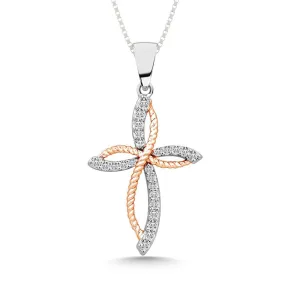 Diamond 1/6 Ct.Tw. Cross Pendant in 10K Two Tone