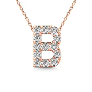 Diamond 1/8 Ct.Tw. Letter B Pendant in 14K Rose Gold"