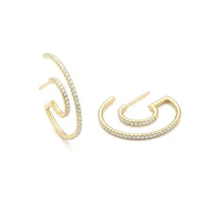 Diamond Double Hoops