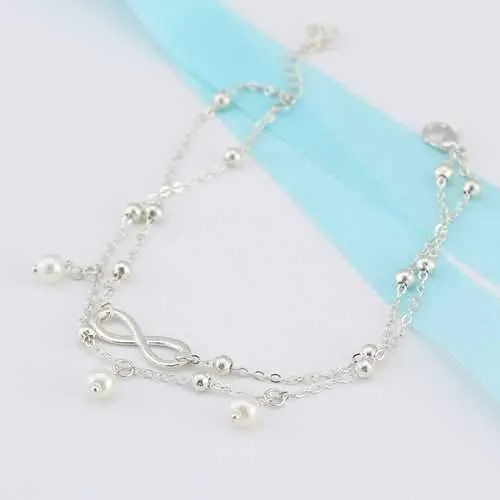 Fashion Infinity Knot Multilayer Women's Anklets Bead Pearl