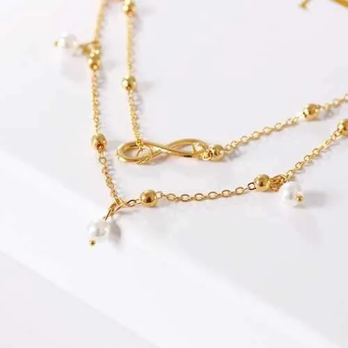 Fashion Infinity Knot Multilayer Women's Anklets Bead Pearl