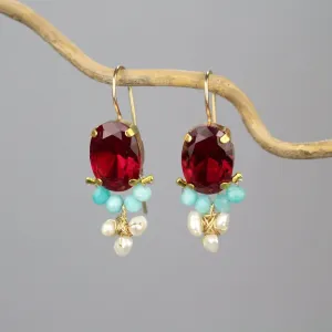 Fuchsia Amazonite Oval Earrings