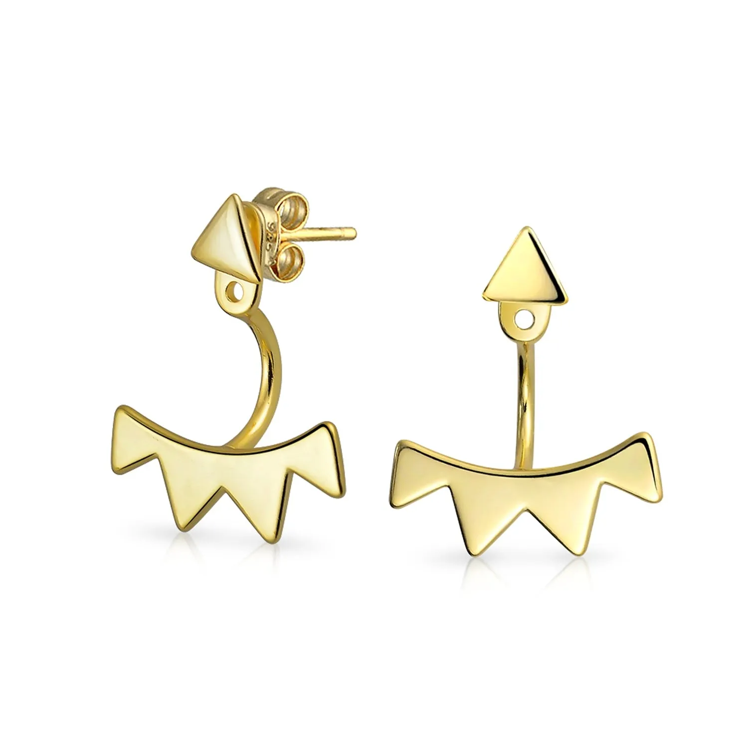 Geometric Triangle Fringe Earring Jacket 14K Gold Plated Sterling Silver