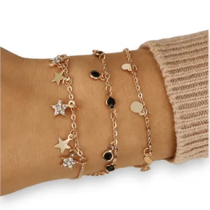 Gold Charming Trio Anklets for Stylish Layering