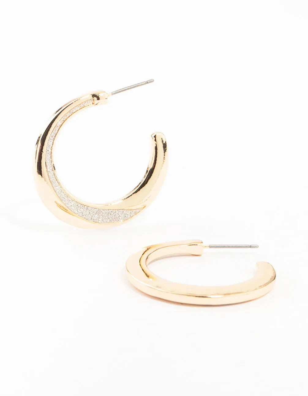 Gold Glitter Splice Hoop Earrings