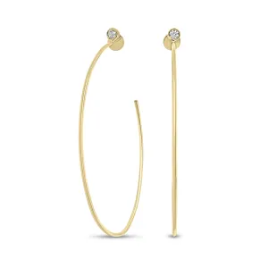 Gold Hoop Earrings with Diamond Posts