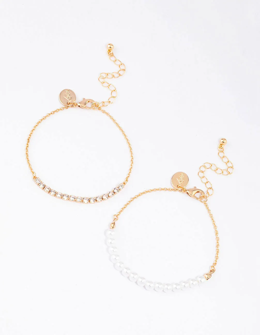 Gold Pearl & Cupchain Chain Bracelet Pack