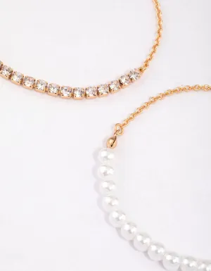 Gold Pearl & Cupchain Chain Bracelet Pack