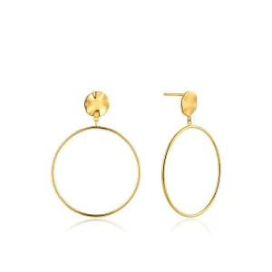 Gold Ripple Front Hoop Earrings