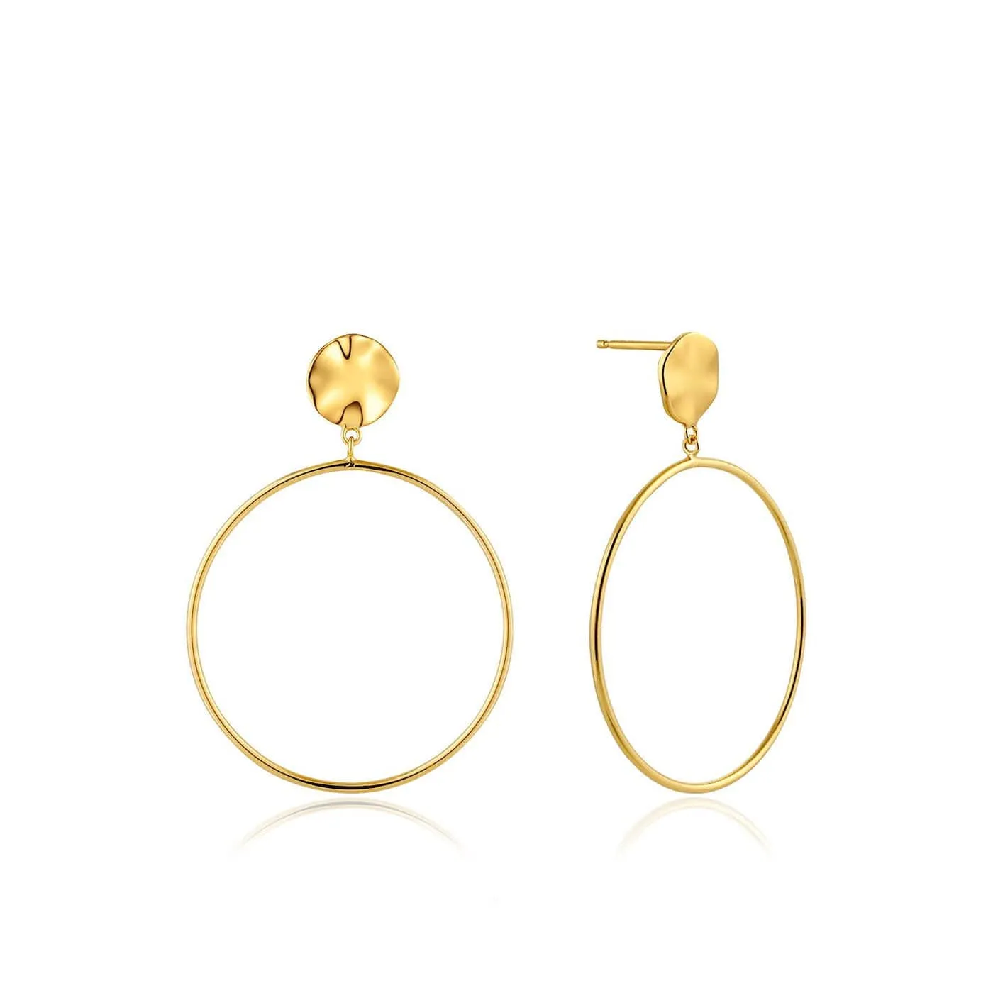 Gold Ripple Front Hoop Earrings