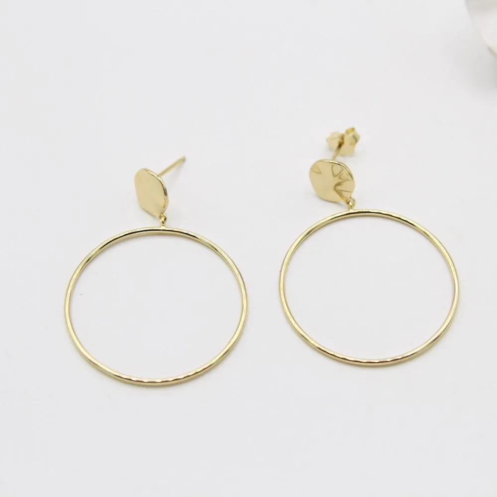 Gold Ripple Front Hoop Earrings