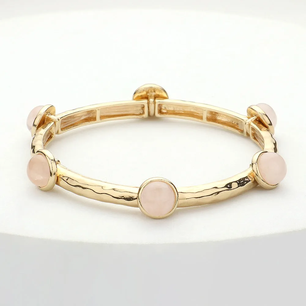 Golden Elegance Pearl Bracelet - Pink