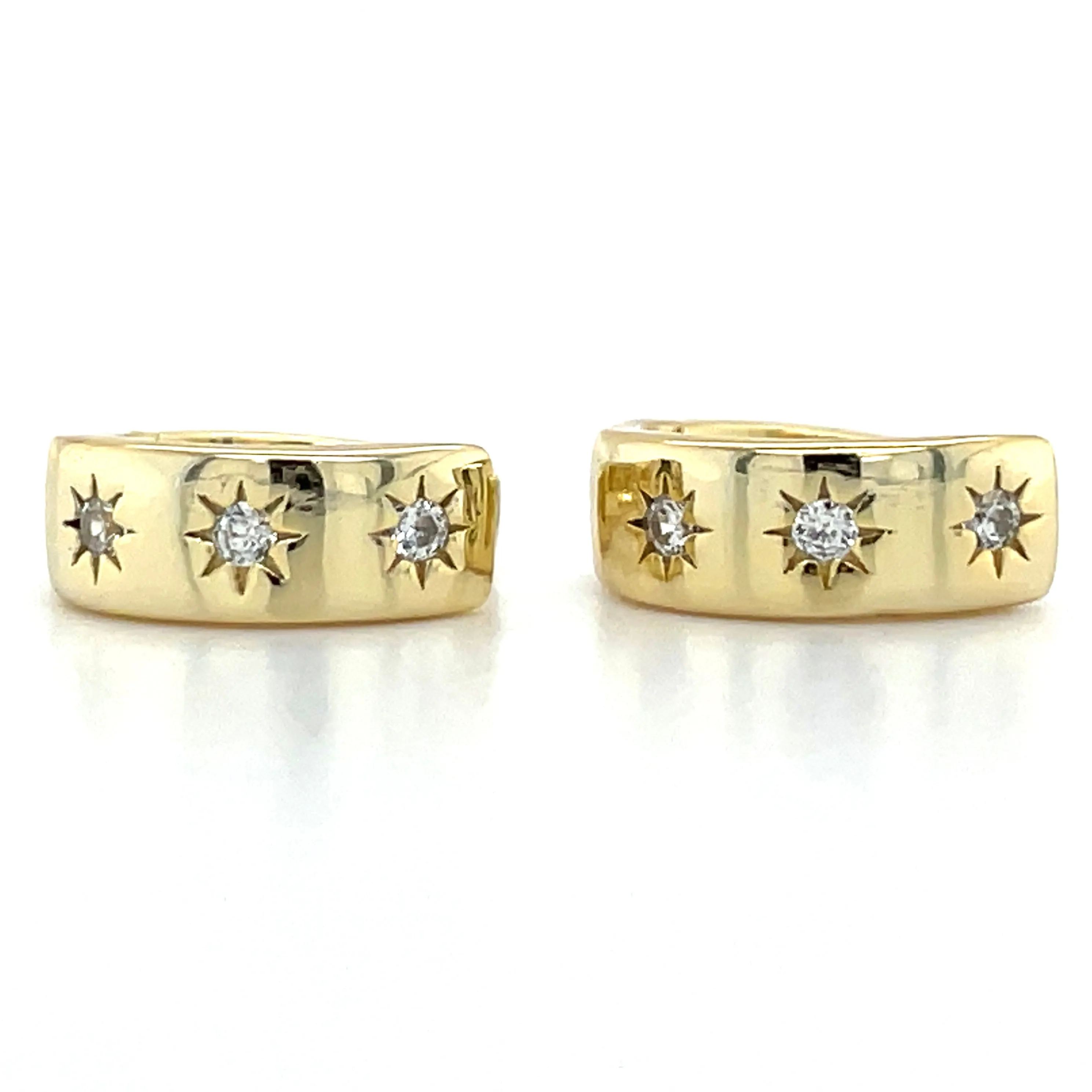 Golden Small Starry Cz Hoops