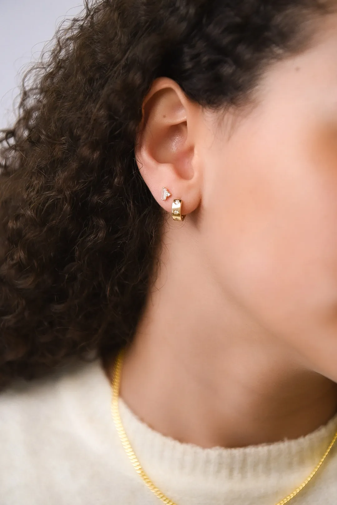 Golden Small Starry Cz Hoops