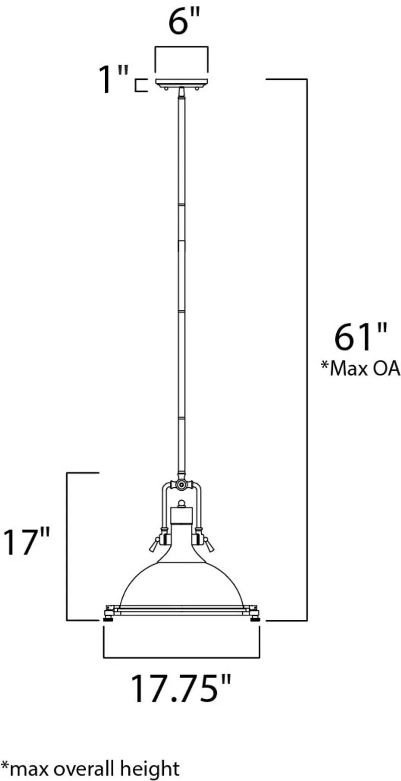 Hi-Bay 17.75" Single Light Pendant in Bronze