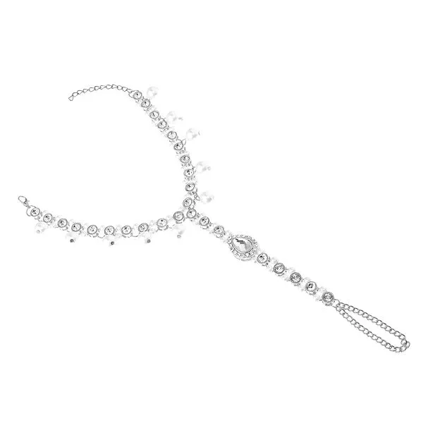 Imitation Pearl Pendant Rhinestone Anklet Chain