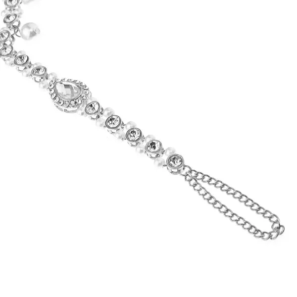 Imitation Pearl Pendant Rhinestone Anklet Chain