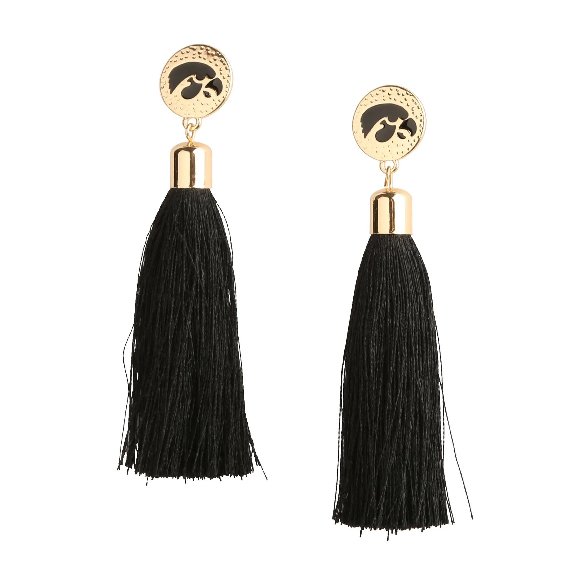 Iowa Hawkeyes Tia Tassel Earrings Gold Tone