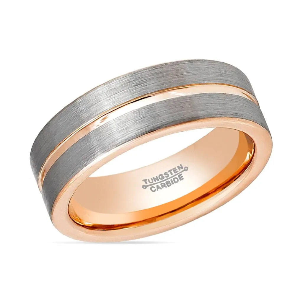 KASE | Tungsten Ring Rose Gold Groove