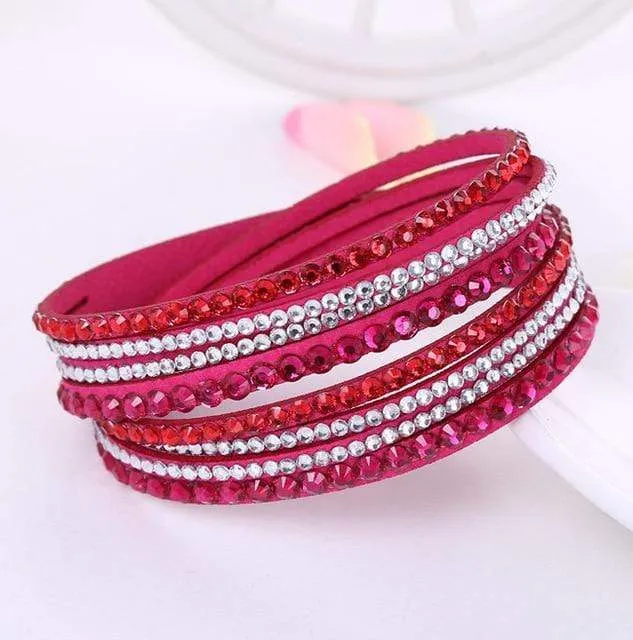 Leather Rhinestone Bracelet