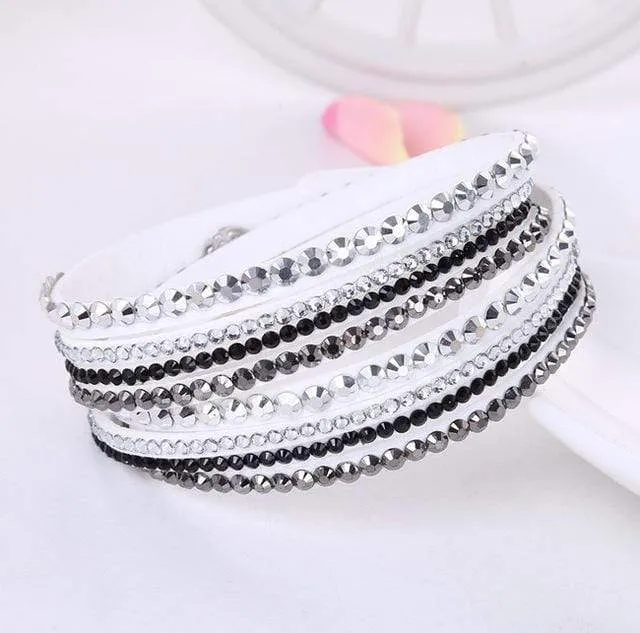 Leather Rhinestone Bracelet