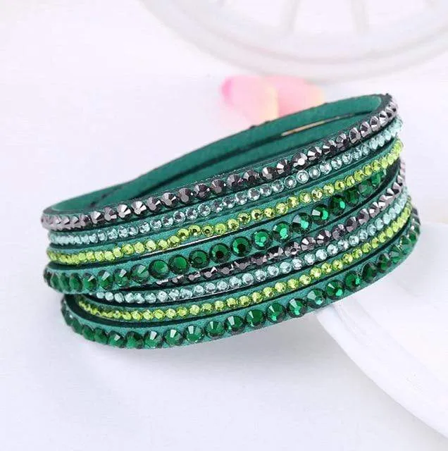 Leather Rhinestone Bracelet