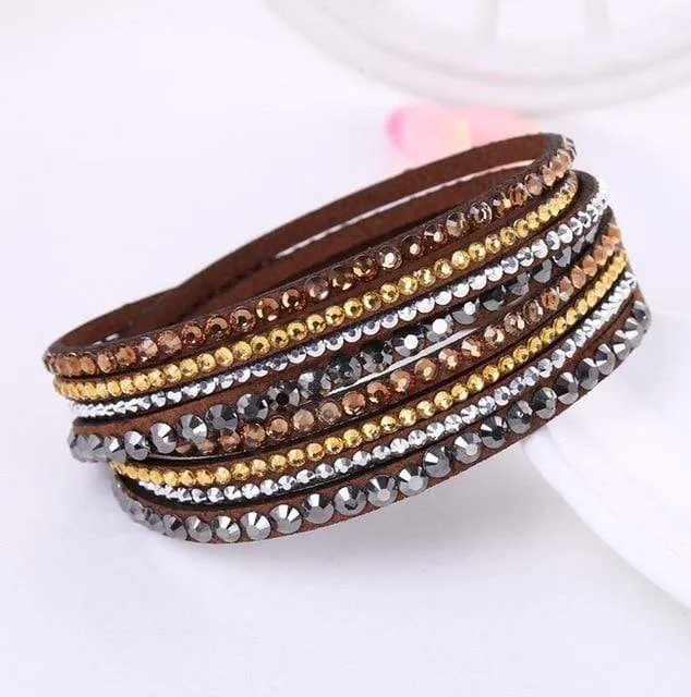 Leather Rhinestone Bracelet