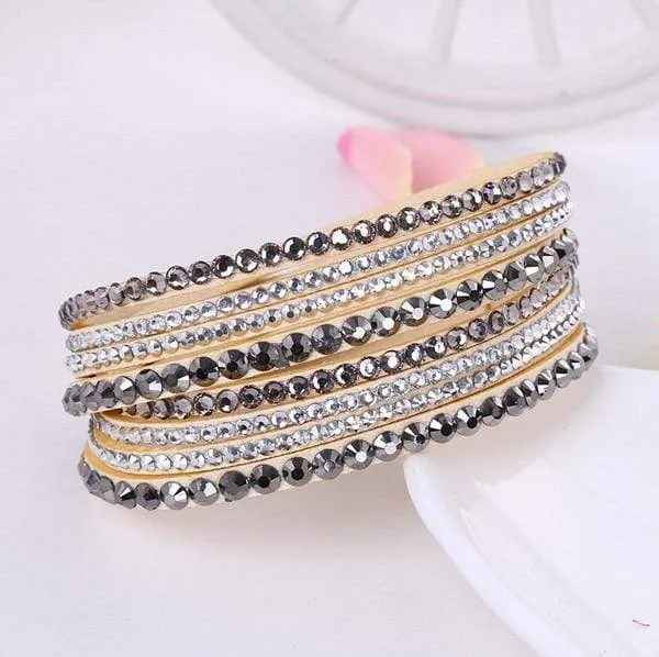 Leather Rhinestone Bracelet