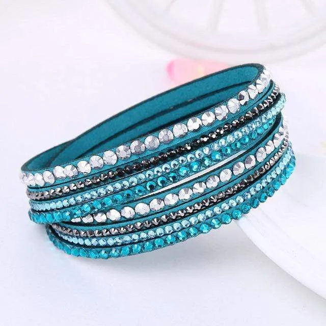 Leather Rhinestone Bracelet