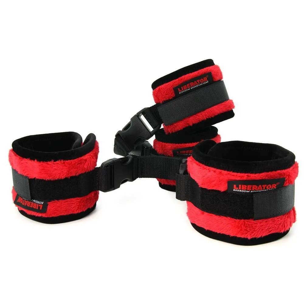 Liberator Black Label Plush Seduction Cuff Kit in Fluffy Red