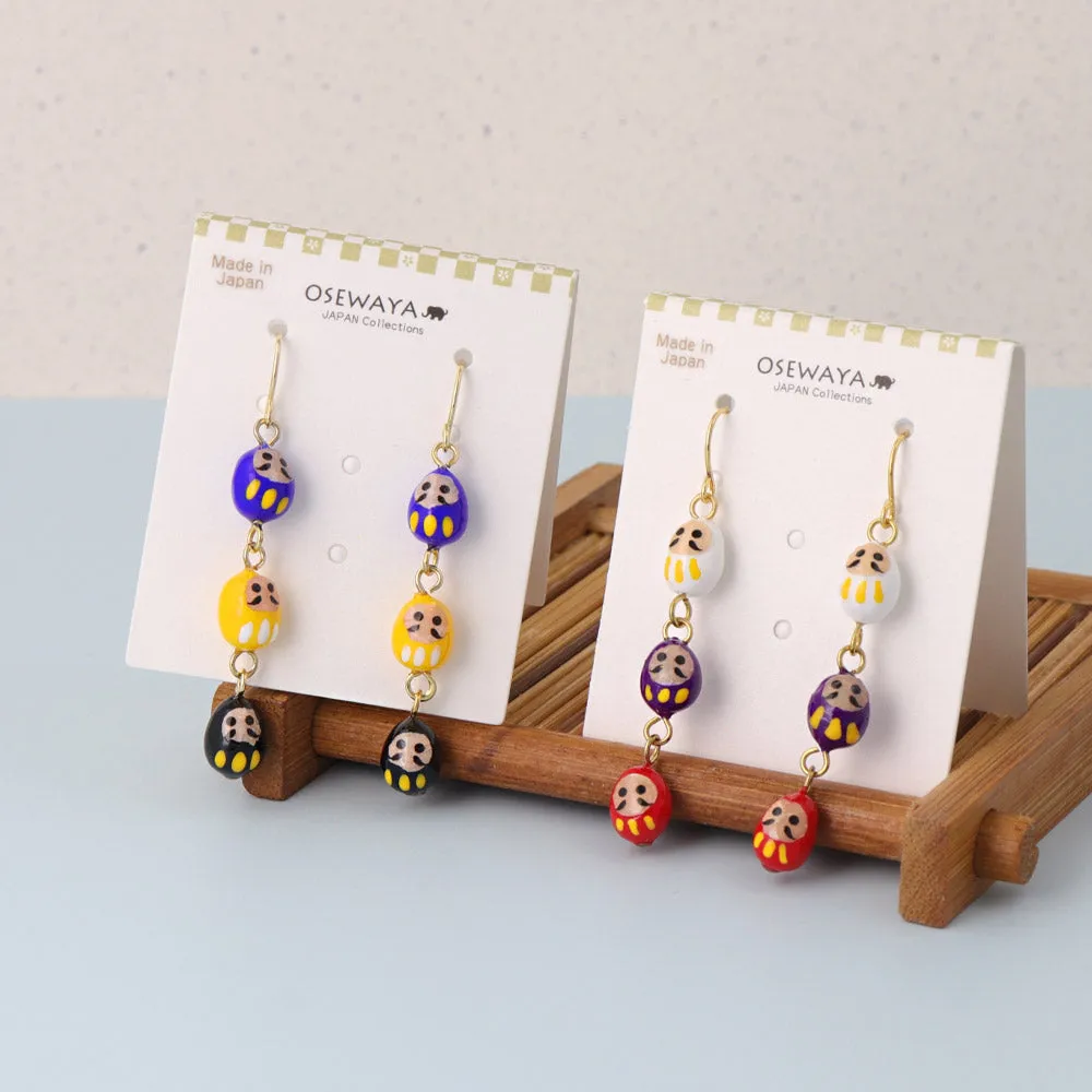 Linked Daruma Doll Earrings