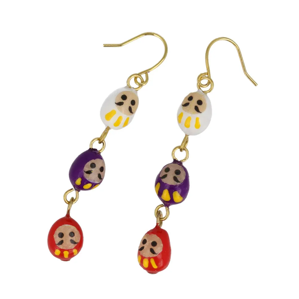 Linked Daruma Doll Earrings