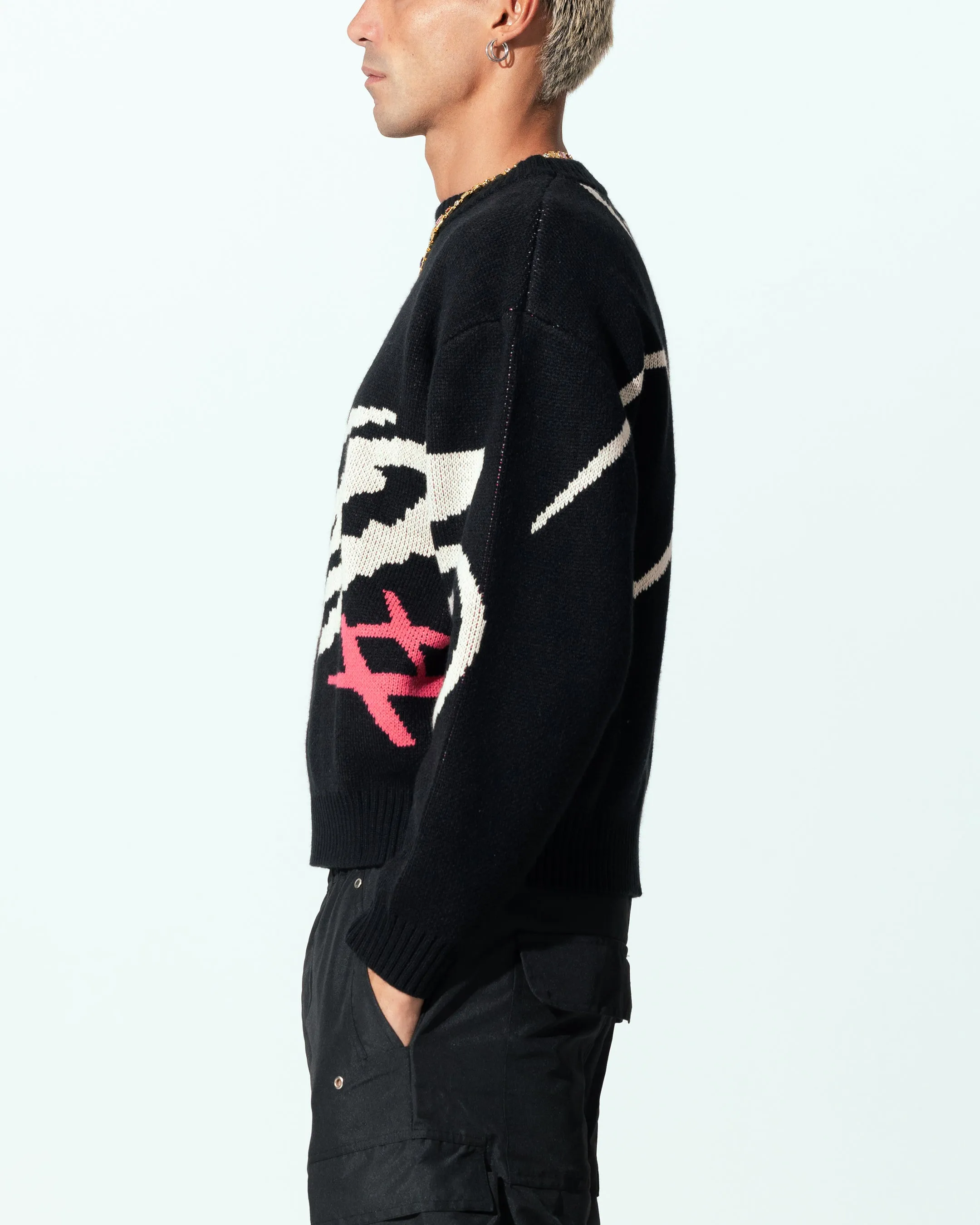 Loiter Spider Knit Sweater Black/White