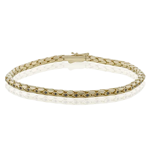 Men's Bracelet In 14k Gold With Black Diamonds