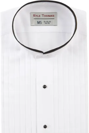 Men's White Pleated Mandarin Tuxedo Shirt