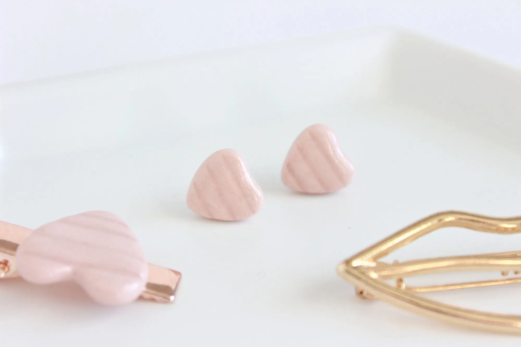 Mini Striped Heart Stud Earrings