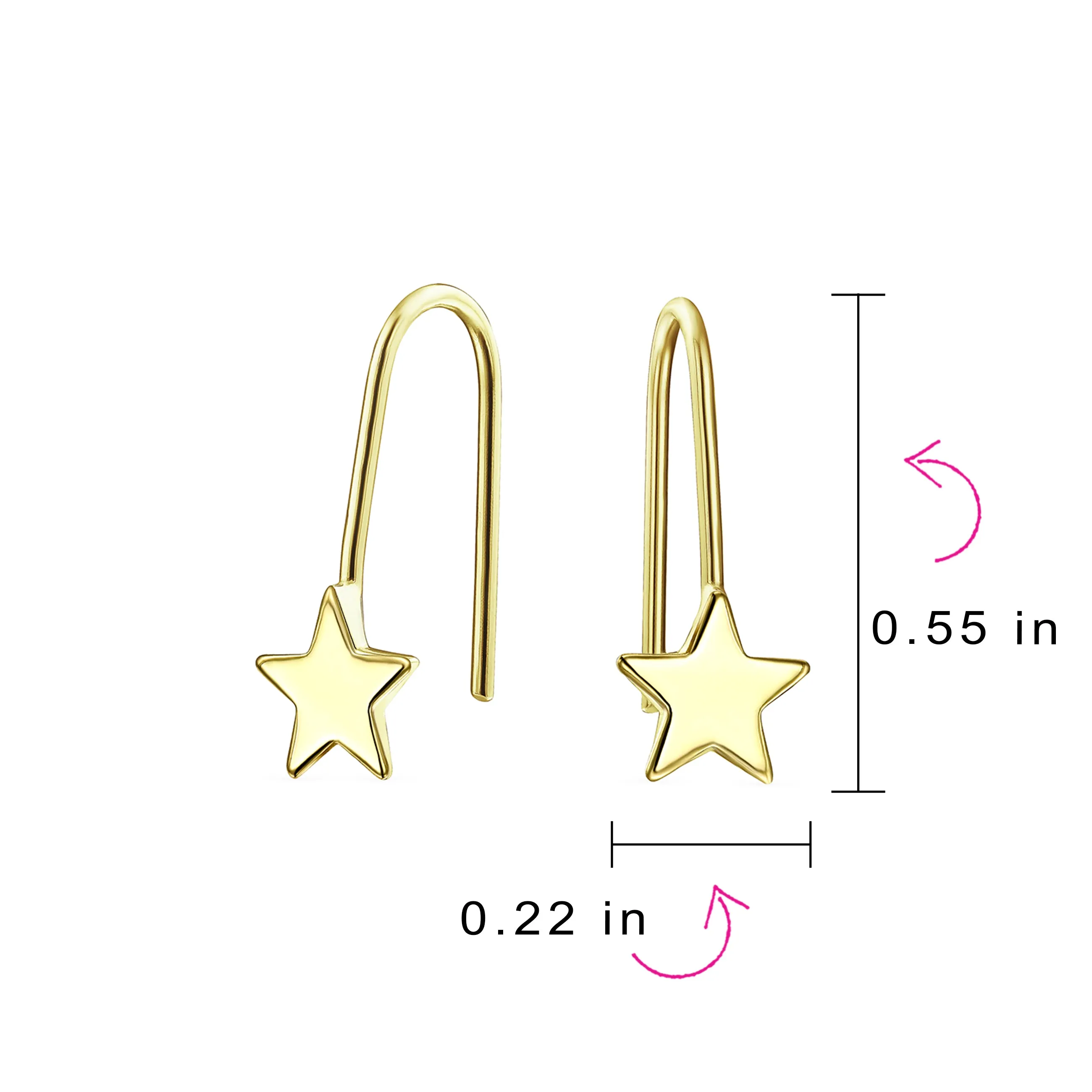 Minimalist Celestial Dangle Earrings in 14K Yellow Gold - USA Patriotic Style