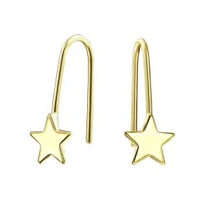 Minimalist Celestial Dangle Earrings in 14K Yellow Gold - USA Patriotic Style