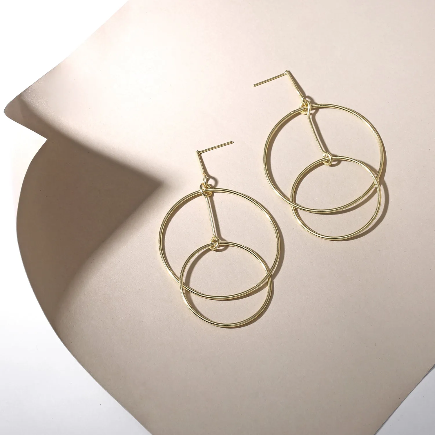 Minimalist Geometric Hoop Huggie Earrings 14K Gold Plated Sterling Silver 1.75-2.5"